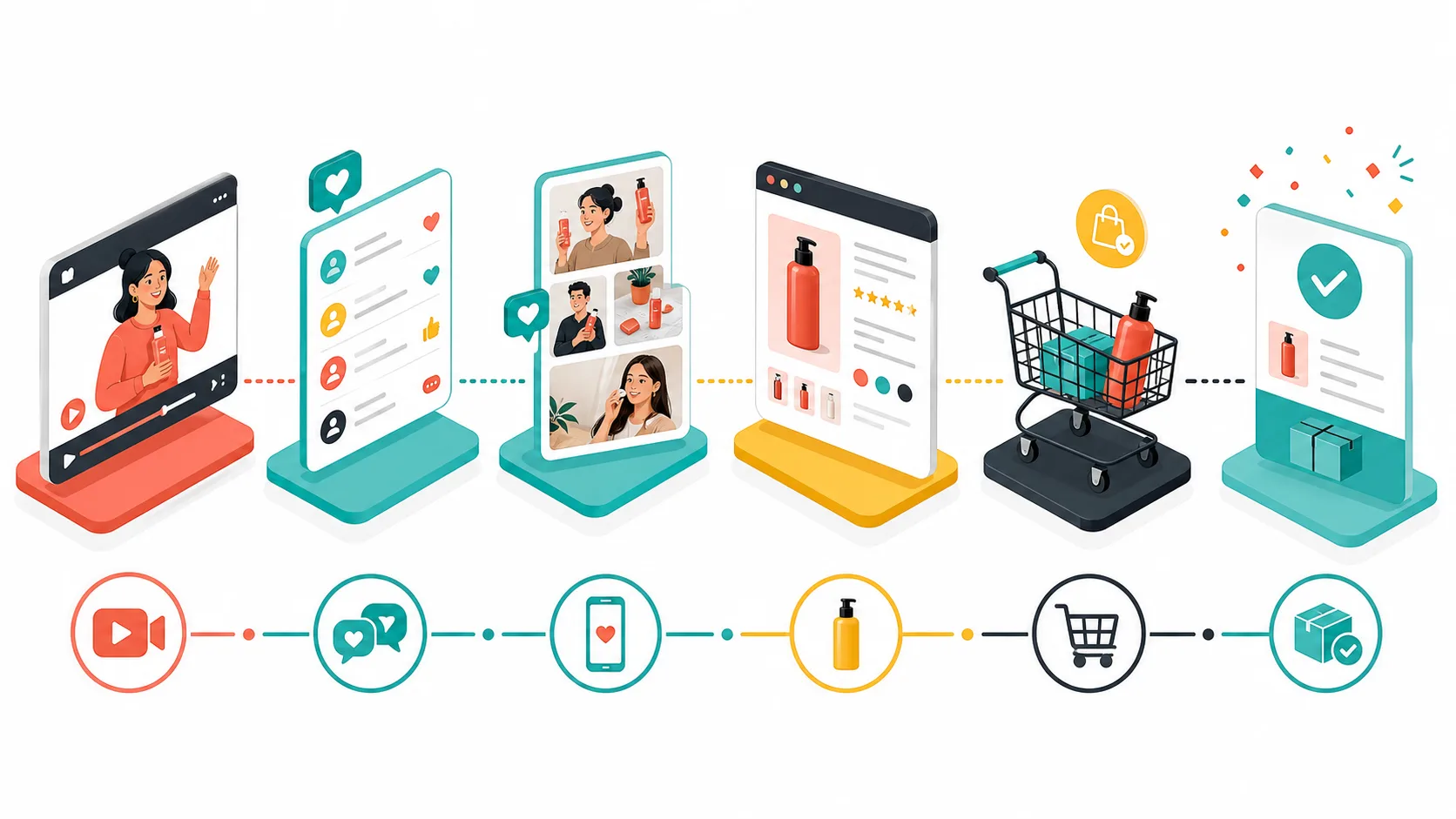 Creator Commerce 從創作者內容到電商訂單的轉換流程圖